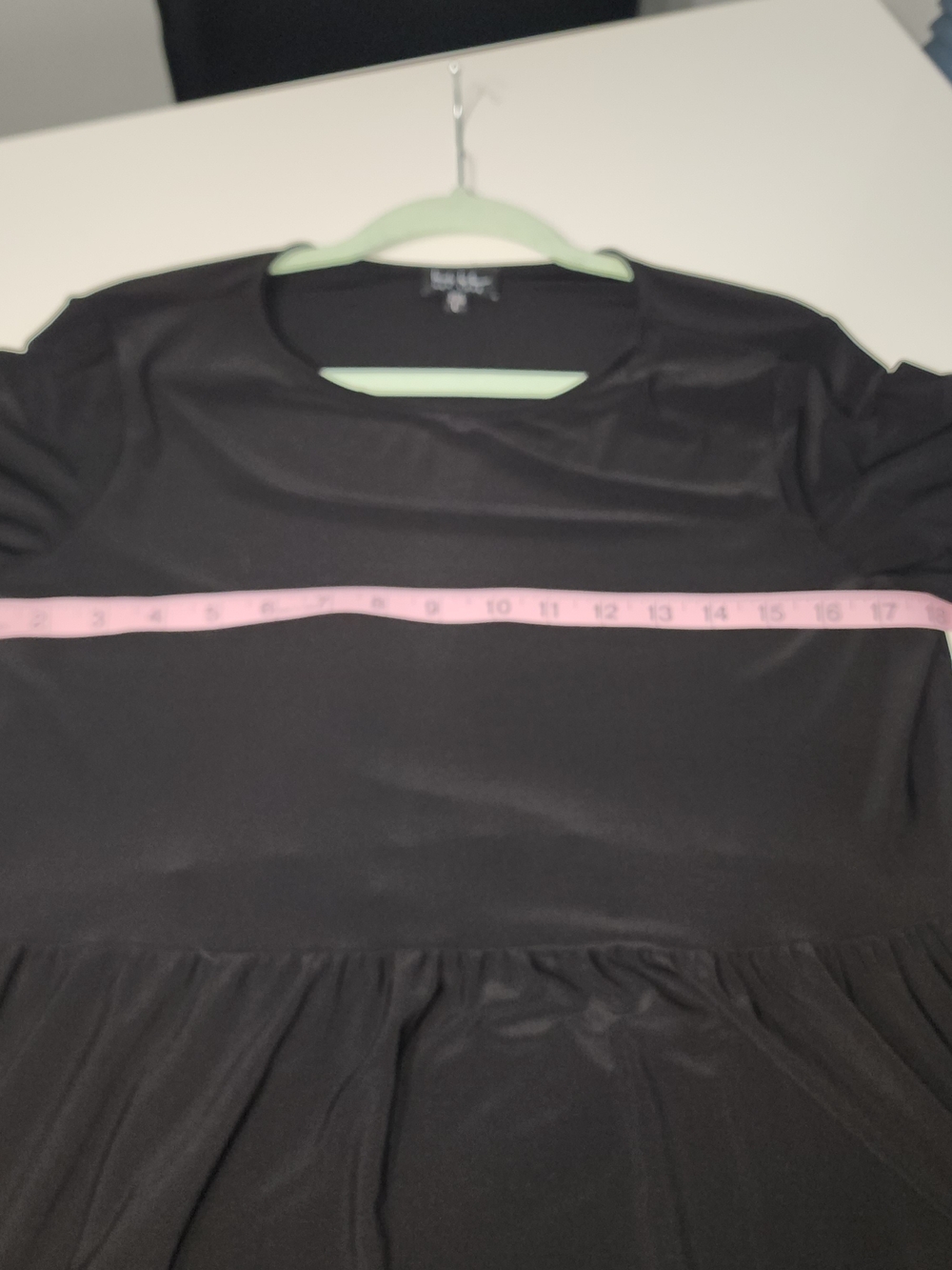 Nicole Miller Babydoll Black Scoop Neck Tiered Dress - Picture 5 of 7
